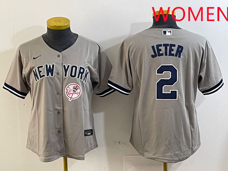 Women New York Yankees 2 Jeter Grey Game 2025 Nike MLB Jersey style 10